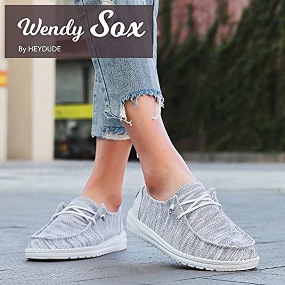 NWT Hey Dude Women's Wendy Sox Lace-Up Loafers Glacier Grey - Size 9 - Picture 7 of 7